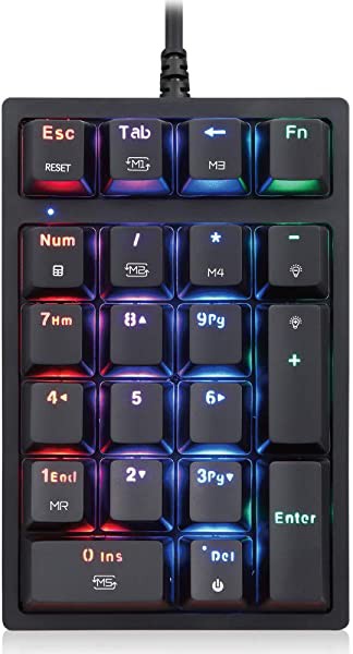 メカニカル NUMERIC Keypad 21キー N-Key ROLLOVER 青軸 左手用 深い ストローク キーパッド テンキー ゲーミング マクロ eスポ ...