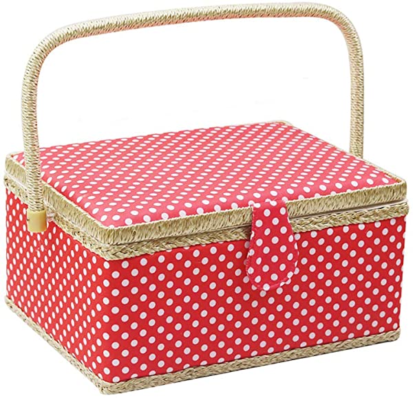 最大30 Off 裁縫箱 大きなソーイングボックス 大容量縫製箱水玉 裁縫セット 収納 30 5 23 16cm 赤 60 Off Www Servblu Com