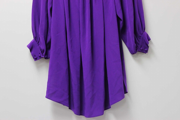 あす着 日時指定 Christian Dior クリスチャンディオール 長袖ドレス ドレス パープル ワンピース シルク100 レディース