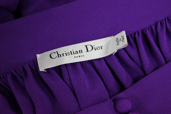 あす着 日時指定 Christian Dior クリスチャンディオール 長袖ドレス ドレス パープル ワンピース シルク100 レディース