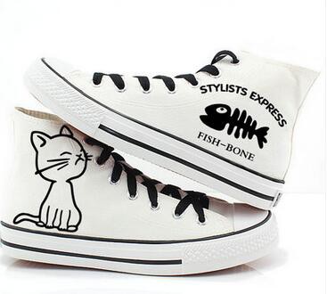 猫 スニーカー キャラクター メンズ シューズ 靴 イラスト 猫柄 黒猫