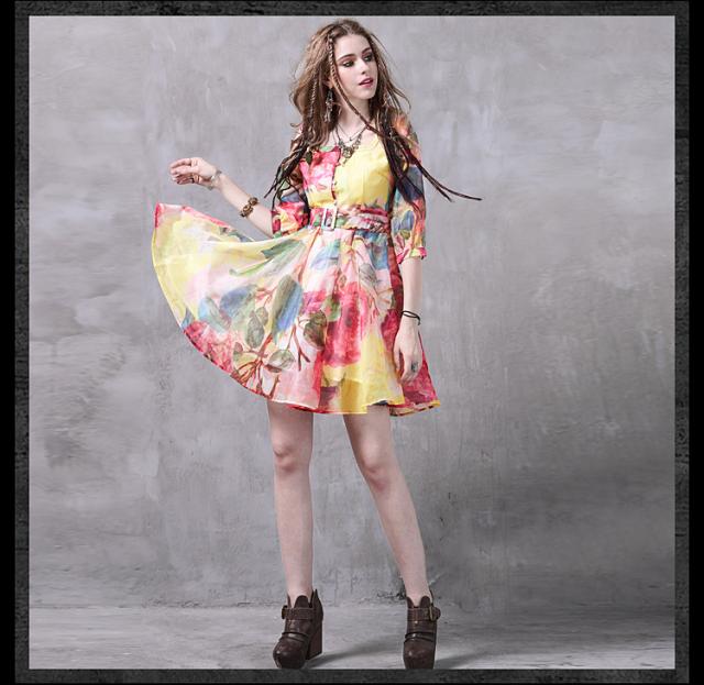 七分袖 ボヘミアン ワンピース レディースワンピース 大きいサイズ ミニ丈 ショート丈 Aラインの通販はau Wowma ワウマ Dream洋服屋 商品ロットナンバー