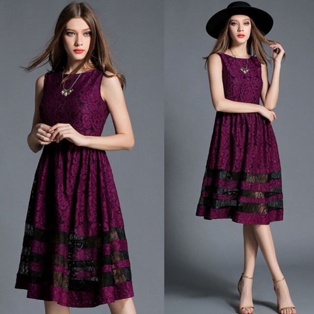 紫ワンピースのコーデ15選 18秋冬 かわいい花柄ドレスも