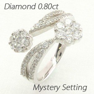 新品本物 ミステリー フラワー 花 ゴージャス カーブ ダイヤモンド リング フォークリング C型リング 指輪 プラチナ900 pt900, 【数量限定】 f6962281