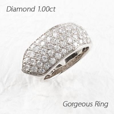 ファッションなデザイン パヴェ ゴージャスリング ダイヤモンド リング ダイヤリング ホワイトゴールド 1.00ct 指輪, 商芸文具 ad1e30b5