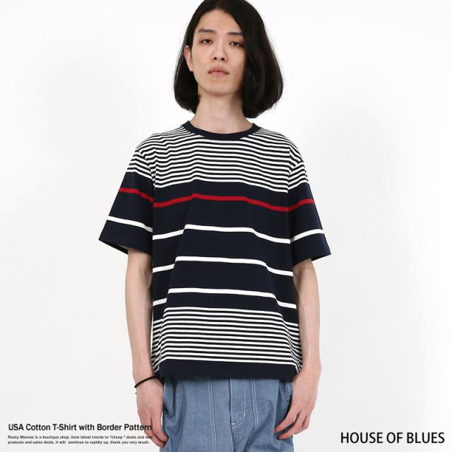 Tシャツ 半袖 メンズ 夏 ボーダー Usaコットン クルーネック House Of