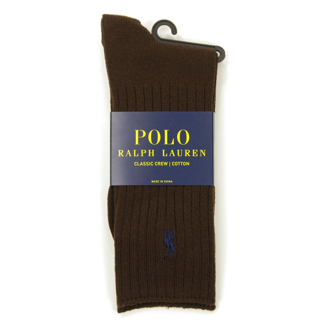ポロラルフローレン POLO RALPH LAUREN 正規品 ソックス Cotton Crew Single Sock ブラウン
