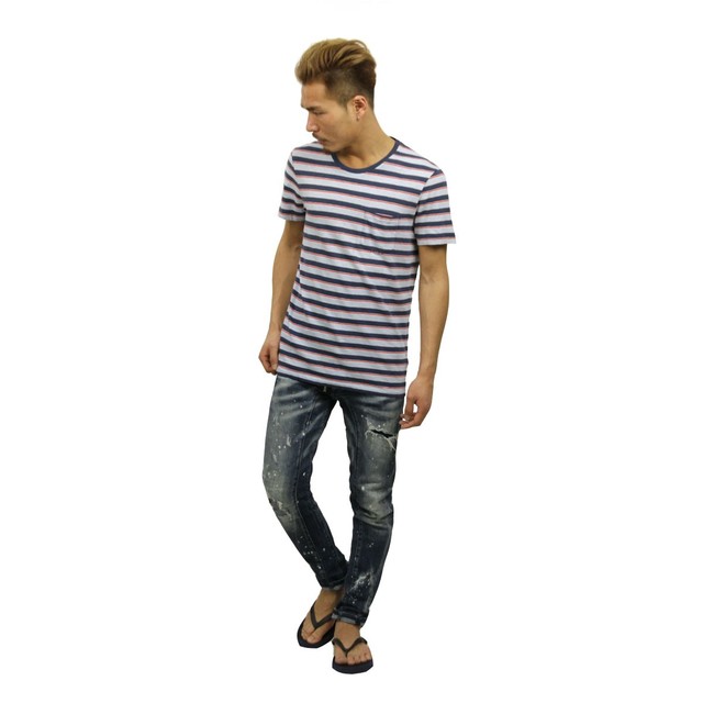 ポロラルフローレン POLO RALPH LAUREN 正規品 メンズ 半袖Tシャツ Ringer Striped T-Shirt BLUE