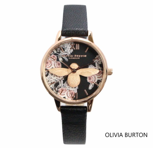 【2018秋冬新作】 Olivia Burton オリビアバートン レディース BOTANICAL 3D BEE ブラック&ローズゴールド 腕時計 ボタニカル 本革 レザー ウォッチ クオ, しがけん b21b0abe