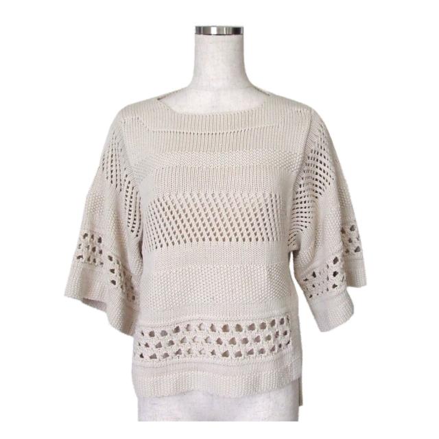 美品 Iliann Loeb リアンローヴ コットンニットデザインセーター 半袖
