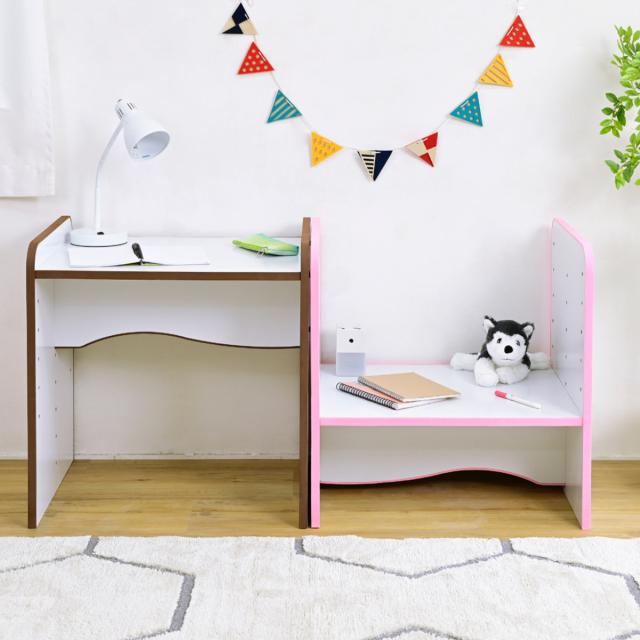 海外輸入 キッズデスク 学習机 ソフトエッジ 幅60cm 送料無料 机 デスク 子供机 勉強机 ローデスク 高さ調節 かわいい 白 茶色 ピンク 60cm 60 Saleアイテム Lever Ae