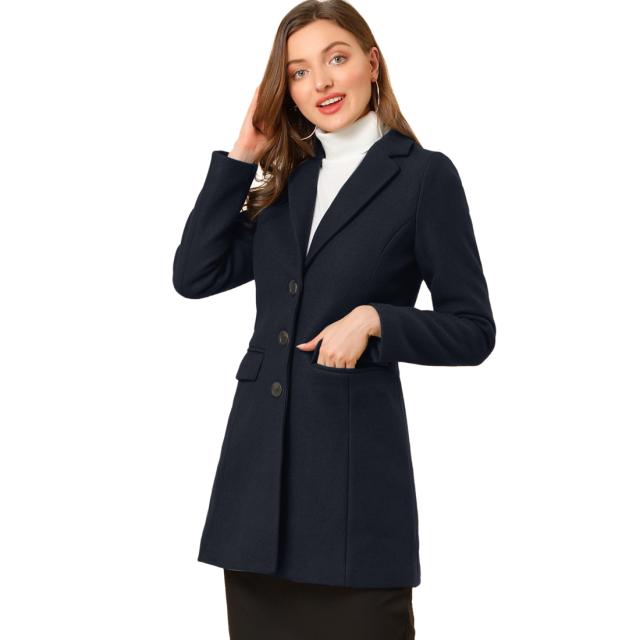 爆安プライス Allegra K チェスターコート レディース 冬 ラシャ風 ロングコート カジュアル 通勤 無地 アウター ダークブルー Xl 国内正規品 Centrodeladultomayor Com Uy