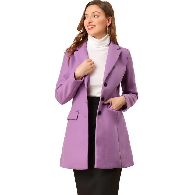 人気カラー再販 Allegra K チェスターコート レディース 冬 ラシャ風 ロングコート カジュアル 通勤 無地 アウター ライトパープル L 超特価セール Centrodeladultomayor Com Uy