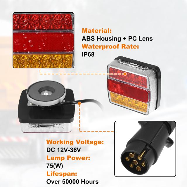 uxcell 左16右10LEDトレーラーライト プラグ付き 12V36V ウインカーブレーキテールライト ユーティリティ トレーラー