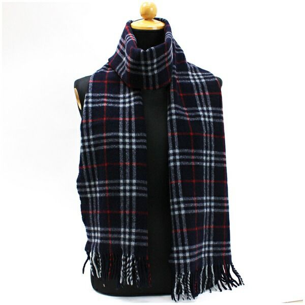 Sale 30 Off バーバリー バーバリーズ ウール マフラー ネイビー チェック 192 29センチ