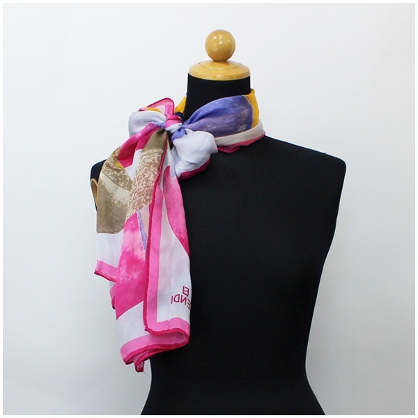 ラッピング無料 返品も保証 フェンディ シルク 長方形スカーフ シフォン ピンク Aランク Fendi まとめ買い歓迎 Ogytech Com