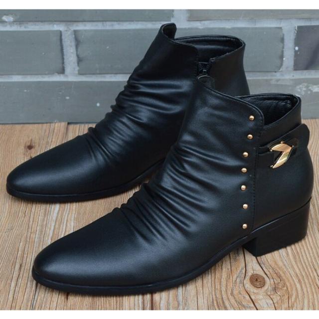 ショートブーツ メンズ 靴 ブーツ 紳士 ドレープ カジュアル シューズ イギリス風の通販はau Wowma ワウマ Lindo 商品ロットナンバー