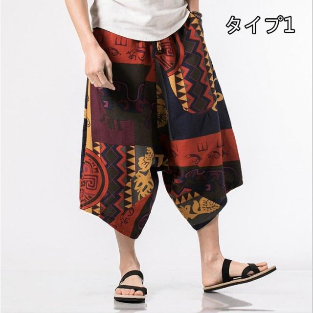 ワイドパンツ ガウチョパンツ メンズ 花柄 7分丈 ハーフパンツ ゆったり サルエル 運動パンツ キレイめ サルエルハーフパンツ ワイの通販はau Pay マーケット Lindo 商品ロットナンバー