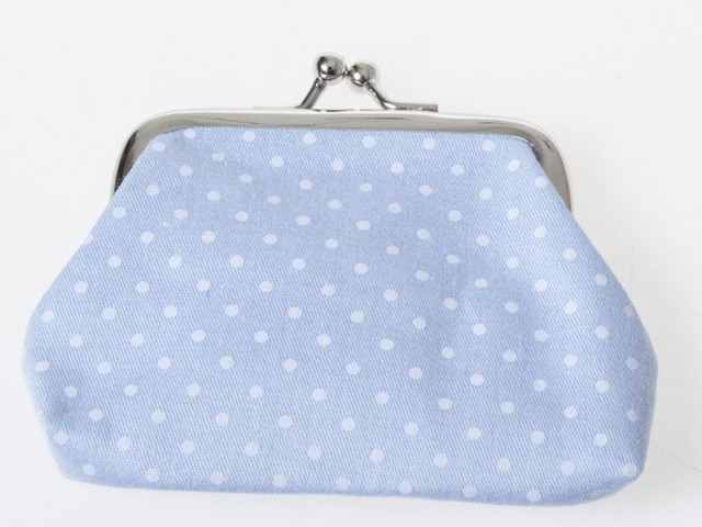 可愛い 小さい水玉 ドット柄 レディース 女性用 がま口 財布 小銭入れ ミニポーチ ブルー 新品 送料込み 可愛い 小さい水玉 ドット柄 レディース 女性用 がま口 財布 小銭入れ ミニポーチ ブルー 新品 送料込み