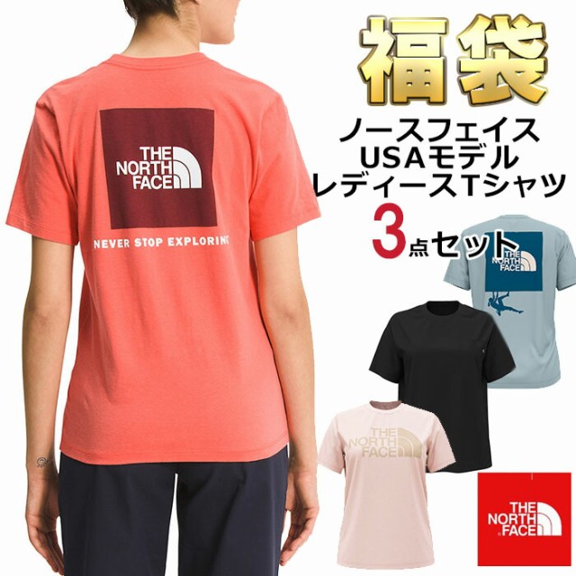 ノースフェイス Tシャツ 福袋 レディース 3枚セット USAモデル THE North Face 半袖Tシャツ 3点セット 送料無料 レディース ブランド 福