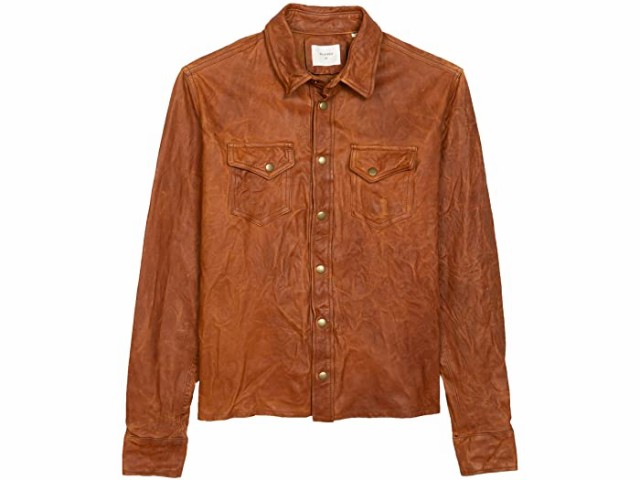 (取寄) ビリーリード メンズ ウォッシュド レザー アンティーク スナップ ワークシャツ Billy Reid Mens Washed Leather Antique Brass