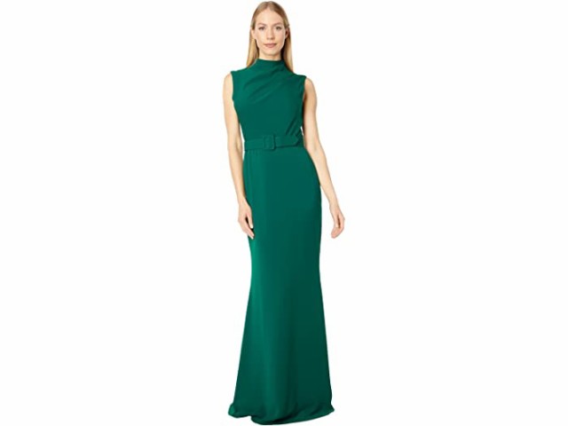 (取寄) バッジェリーミシュカ ストレッチ クレープ ガウン Badgley Mischka Stretch Crepe Gown Pine