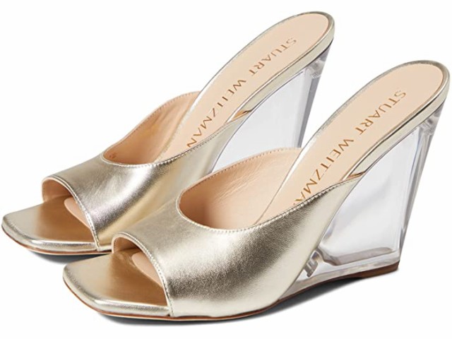 (取寄) スチュアート ワイツマン ティア 100 ルーサイト ウェッジ Stuart Weitzman Tia 100 Lucite Wedge Platino