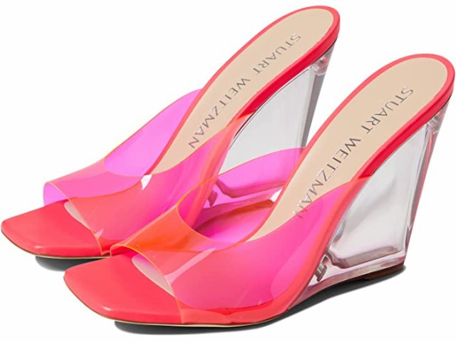 (取寄) スチュアート ワイツマン ティア 100 ルーサイト ウェッジ Stuart Weitzman Tia 100 Lucite Wedge Neon Pink