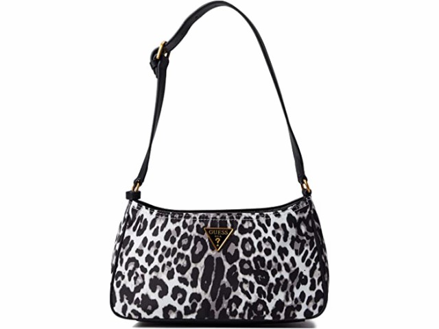 (取寄) ゲス リトル ベイ ショルダー バッグ GUESS Little Bay Shoulder Bag Black/White Leopard