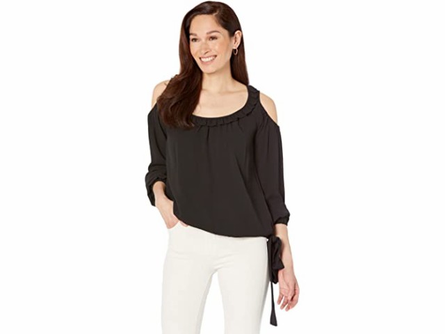 (取寄) マイケルコース コールド-ショルダー タイ トップ MICHAEL Michael Kors Cold-Shoulder Tie Top Black