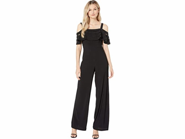 (取寄) アドリアナ パぺル バンデット オフ ショルダー ジャンプスーツ Adrianna Papell Banded Off Shoulder Jumpsuit Black