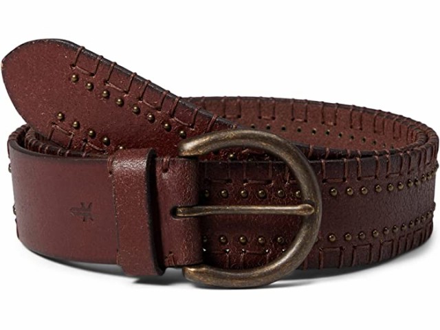 (取寄) フライ 42 ミリ ベルト w/ エッジ レーシング アンド スタッズ Frye 42 mm Belt w/ Edge Lacing & Studs Brown