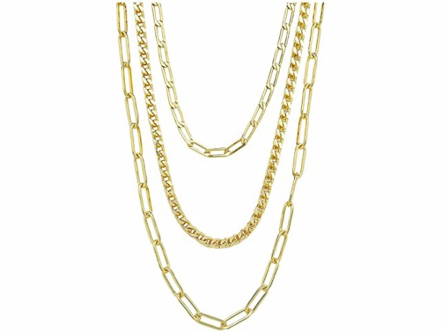 (取寄) スターリング フォーエバー トリプル レイヤー チェイン ネックレス Sterling Forever Triple Layer Chain Necklace Gold