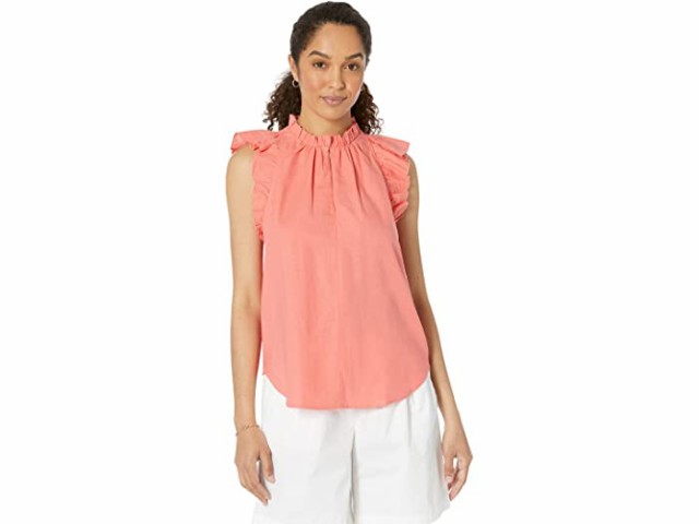 (取寄) マイケルコース リネン ラッフル トップ MICHAEL Michael Kors Linen Ruffle Top Flamenco Coral