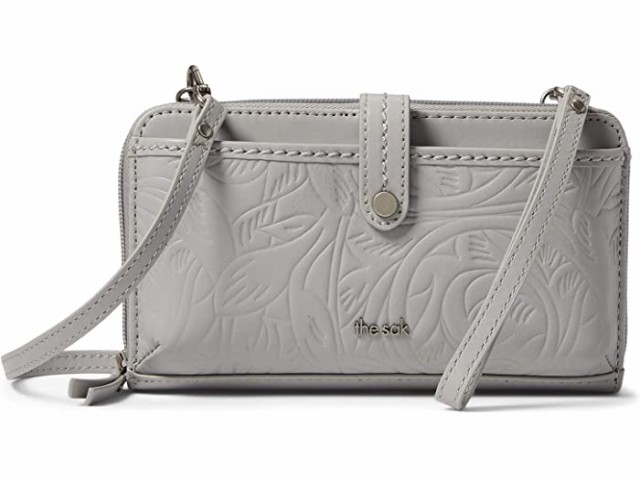 (取寄) ザ サク アイリス ラージ スマートフォン クロスボディ The Sak Iris Large Smartphone Crossbody Light Smoke Leaf Embossed 1