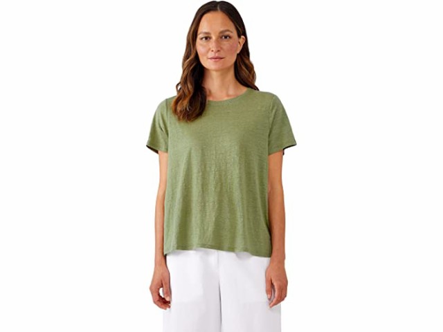 (取寄) アイリーン フィッシャー クルー ネック ショート スリーブ ティー Eileen Fisher Crew Neck Short Sleeve Tee Leaf