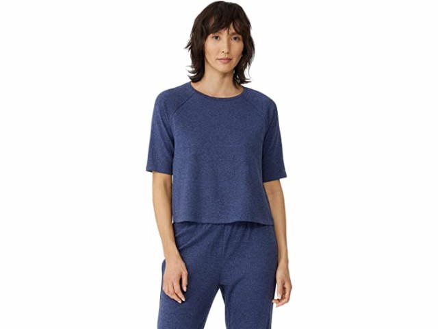 (取寄) アイリーン フィッシャー クルー ネック エルボー スリーブ トップ Eileen Fisher Crew Neck Elbow Sleeve Top Iris