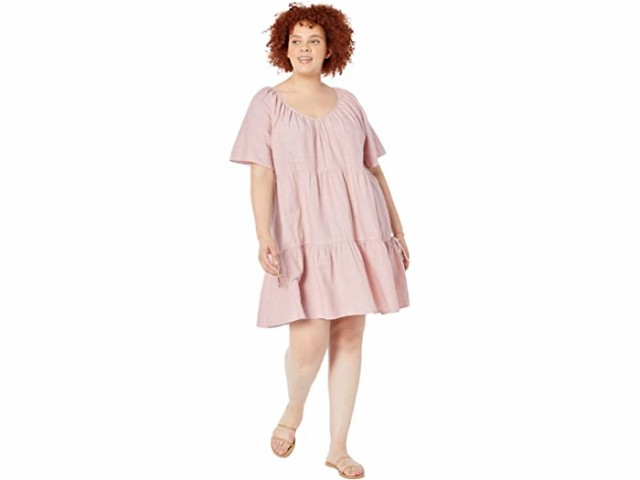 (取寄) メイドウェル プラス サイズ ショート スリーブ ティアード ミニ ドレス Madewell Plus Size Short Sleeve Tiered Mini Dress Du