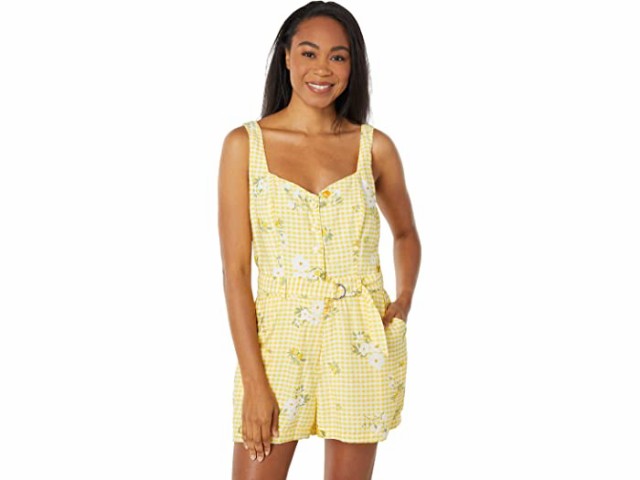 (取寄) BCBGジェネレーション ベルテッド ロンパー BCBGeneration Belted Romper V1VX3D17 Lemon Gingham Print