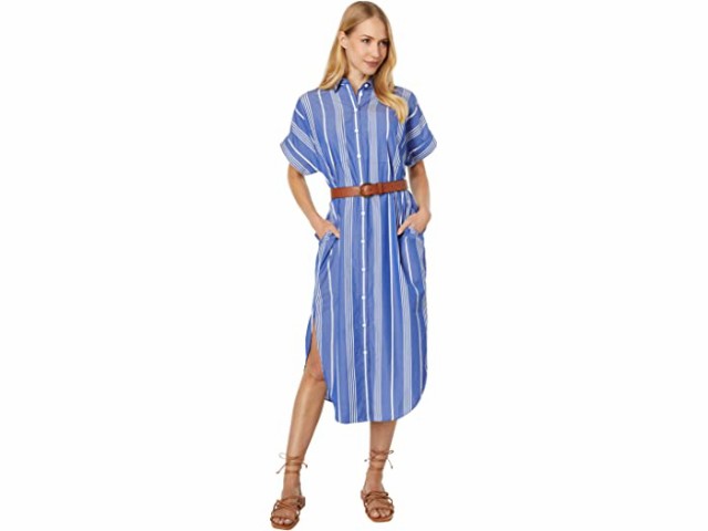 (取寄) メイドウェル ストライプ ミディ シャツドレス Madewell Stripe Midi Shirtdress Bluestone