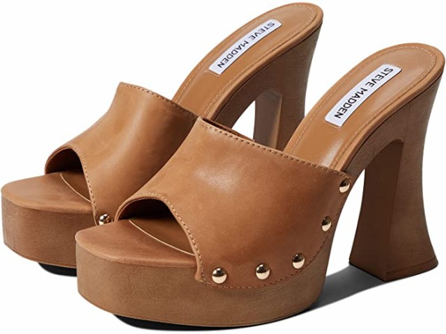 (取寄) スティーブマデン ヒールド サンダル Steve Madden Latish Heeled Sandal Tan Leather