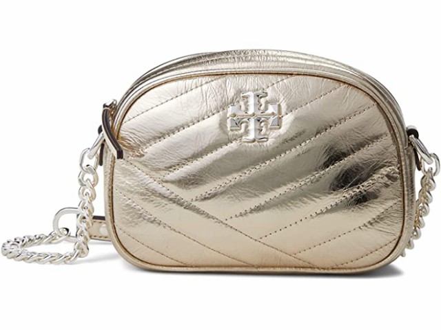 (取寄) トリーバーチ キラ シェブロン メタリック スモール カメラ バッグ Tory Burch Kira Chevron Metallic Small Camera Bag Gold