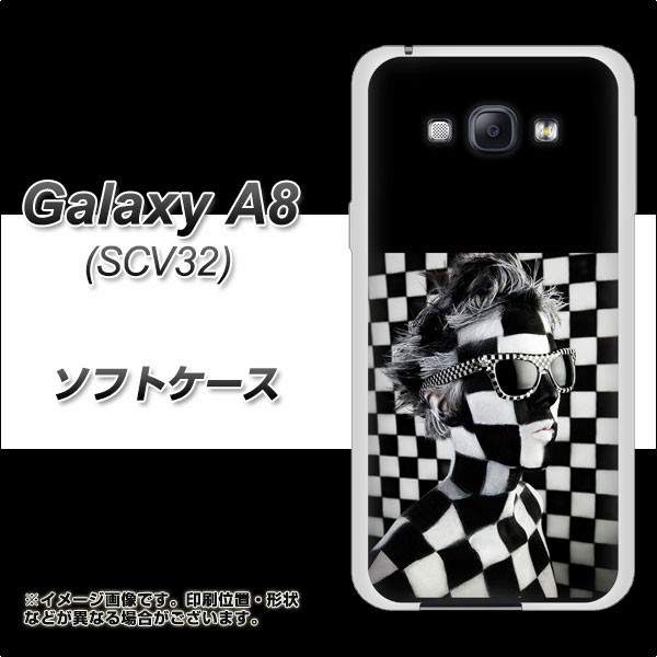 Galaxy A8 SCV32 TPU ソフトケース / やわらかカバー【357 bk＆wh 素材ホワイト】 UV印刷 （ギャラクシー エーエイト SCV32/SCV32用）