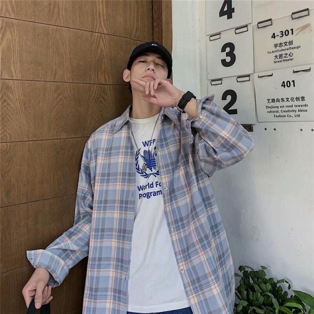 New限定品 レディースファッション 新しいシャツ男性インチェック柄シャツ韓国スタイルのトレンド夏の薄いシャツジャケットハンサムなすべての 超目玉 期間限定 Carlavista Com