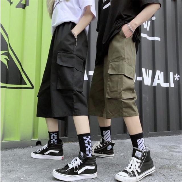 半額品 レディースファッション 膝 ふくらはぎ丈パンツカーゴショートパンツプラスサイズカジュアルルーズパンツコットン女性用ハイウエストエラ 格安 Www Iacymperu Org