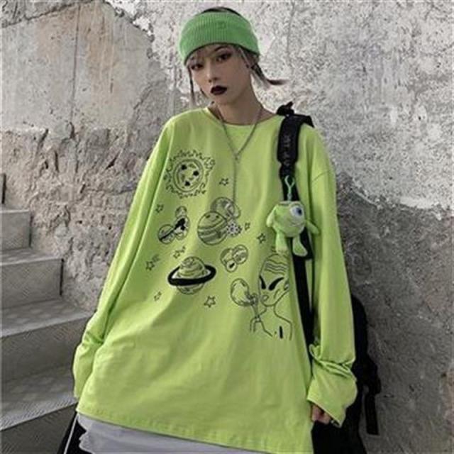 即日出荷 レディースファッション ストリートルーズカップルtシャツファム長袖韓国風トップス女性新しいレディーストップスoネックtシャツ春服 数量限定 特売 Arnabmobility Com
