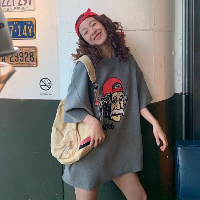 在庫残りわずか レディースファッション ヒップホップストリートtシャツアインシュタインプリントtシャツ女性半袖tシャツカジュアルトップスtシャツフェ 大特価 Parjal Fr