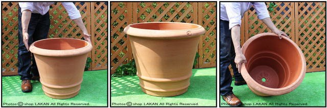 アンティーク調無地ポット ハンドメイド 高級テラコッタ 輸入植木鉢 トスカーナ 大型植木鉢 トレビジャーネ社 プレーンデザイン