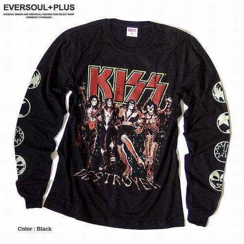 絶賛レビュー続出 長袖 Tシャツ カットソー トップス メンズファッション ロック系コーデ 伝説のロックバンド Kiss キッス ロゴ 袖プリント ロンt スプリングフェア Lovemesomegadgets Com