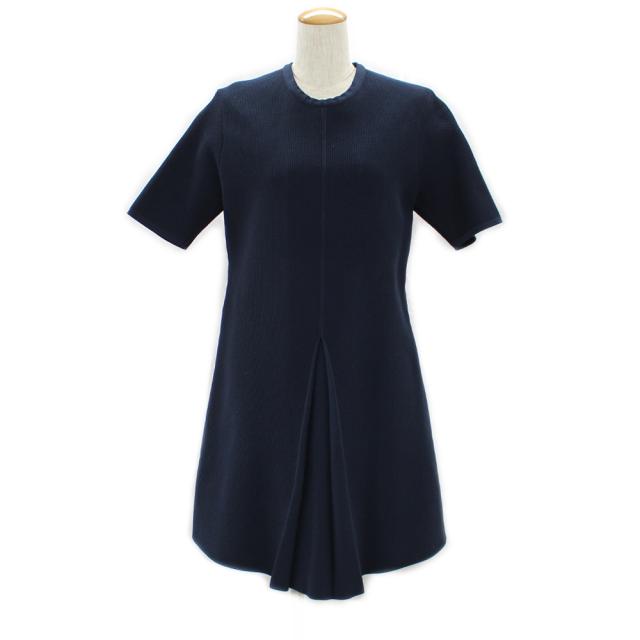 特別送料無料 名古屋 バレンシアガ 半袖ワンピース フレア ひざ丈 ネイビー コットン ナイロン アパレル 服 レディース 春バーゲン 特別送料無料 Muctau Com